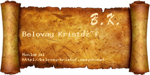 Belovay Kristóf névjegykártya