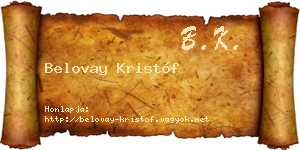 Belovay Kristóf névjegykártya